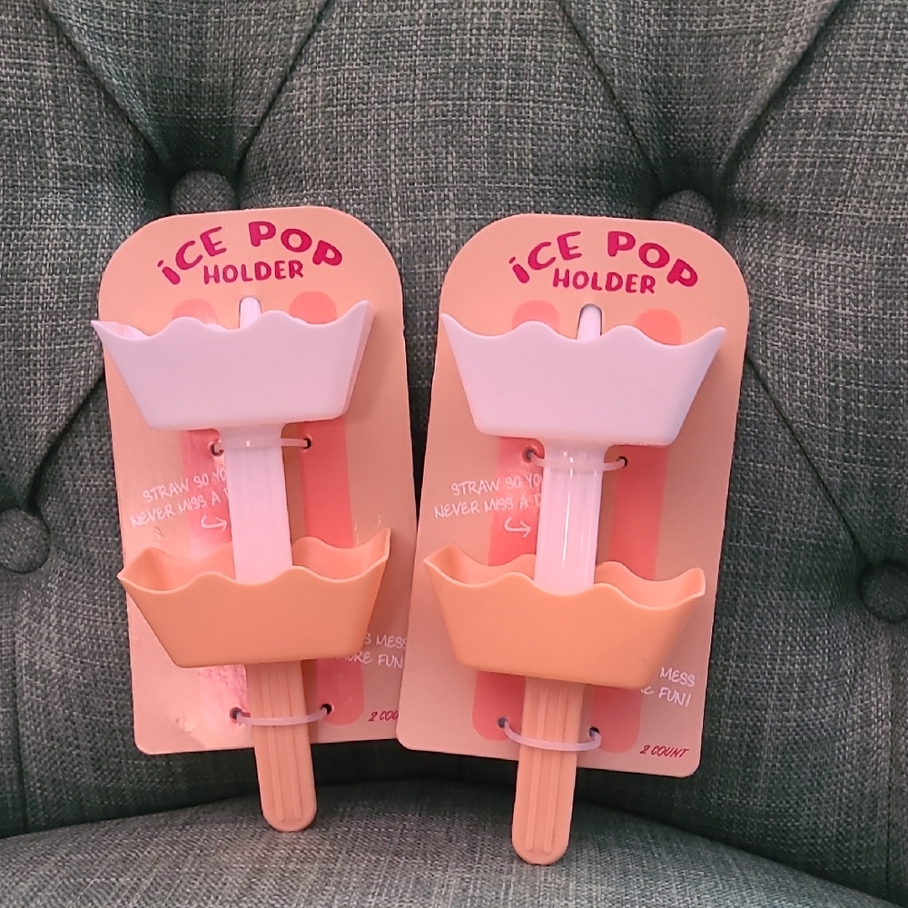 Ice Pop Holder Set in White and Orange